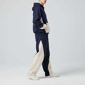 New Fashion Color Block Oversized Hoodie and Wide Leg Sweatpants Set Premium Cotton <b>Fleece</b> Casual Streetwear 2 in 1 Printed - Product Image 6