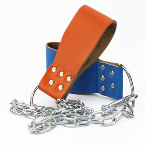 Cinturón de levantamiento de pesas de cuero sintético nuevo con cadena para dominadas - Product Image 1