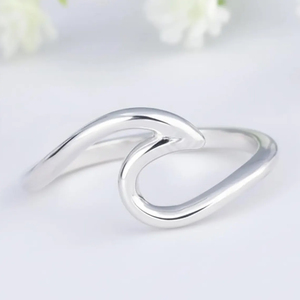 แหวนลายคลื่นทะเลดีไซน์ใหม่ เงินแท้ 925 สไตล์มินิมอล เหมาะสำหรับวันครบรอบแต่งงาน งานหมั้น หรืองานแต่งงาน สำหรับผู้หญิง - Product Image 1