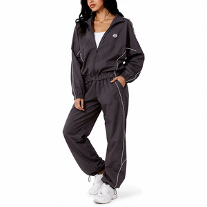 Women's Black Loose Breathable Autumn Windbreaker 2-Piece for Women <b>Lightweight</b> Oversized Plain 100% Nylon <b>Jacket</b> for men USA - Product Image 1