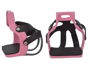 Estribos de PP Rosa con Correas Negras y Suela Texturizada para Montar a Caballo - Product Image 1