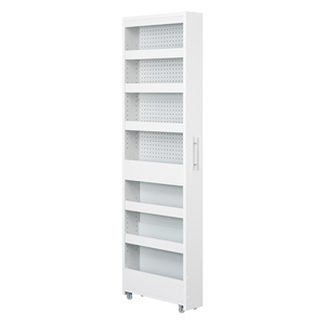 Modern <b>White</b> Wood Living Room Cabinet Flat Panel Doors 4 Drawers Lockable Storage Wheels <b>Shelves</b> Minimalist Design Shirai P30-4 - Product Image 1