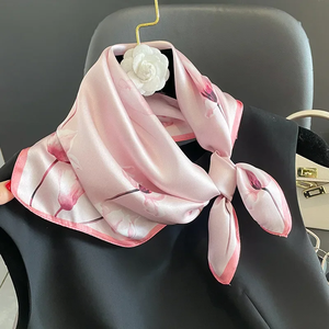 Foulard carré en satin de soie noir à motif cachemire, bandana, cravate, accessoire de tête pour fête, toutes saisons - Product Image 2