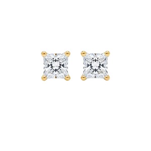 14K Gold Princess Cut Lab Grown Diamond <b>Earrings</b> 0.25 Ct Studs Women Minimalist IGI Certified Party Gift Jewelry - Product Image 4