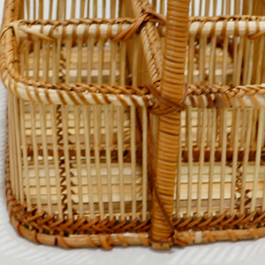 Porte-bouteilles en bambou fait main, panier en osier avec poignée pour la maison, le camping et la présentation - Product Image 3