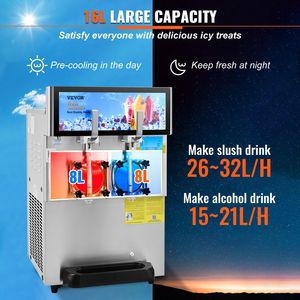Macchina Commerciale per Margarita e Bevande Congelate da 1155W in Acciaio Inossidabile, con Doppia Vasca da 8L/2.1 Galloni, per Smoothie - Product Image 3