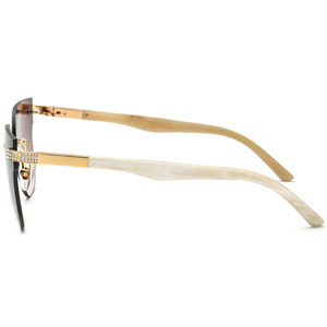 Lunettes de soleil rectangulaires sans monture, verres marron dégradés, monture dorée, légères, unisexes, protection solaire pour adultes - Product Image 2