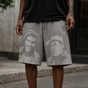 Shorts streetwear noirs délavés à l'acide, de haute qualité, avec patchs appliqués personnalisés, style vintage, en tissu épais, vente en gros pour vêtements - Product Image 2