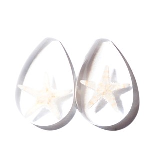 Starfish Real Specimen Plastic Cabochon Pear Shape Cut <b>Top</b> 33x22 mm Clear Flat Bottom for Crafts and Jewelry Making - Product Image 2