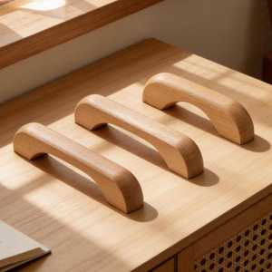Sleek Modern Cabinet Hardware Natural Finish Wooden Pulls Premium <b>Walnut</b> Furniture Handles Wooden Interior Cabinet Accessories - Product Image 5