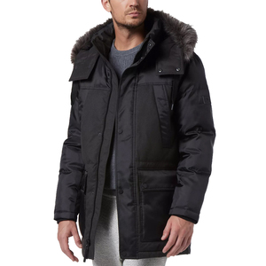 Parka matelassée imperméable longue tendance pour homme, noire, en toile, grande taille, pour l'hiver et les activités de plein air - Product Image 2