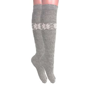 Chaussettes hautes en coton tricoté pour femmes, design original, 1 paire - Product Image 5