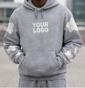 Ensemble de survêtements pour hommes en molleton de coton respirant de haute qualité, avec col à capuche et fermeture éclair quart de tour, imprimé floqué, pour l'hiver - Product Image 4