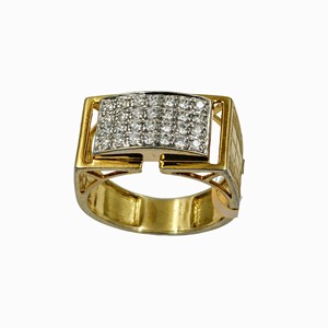 Anillo de Diamantes de Oro de 14K de Primera Calidad para Hombre con Certificación IGI, Estilo Étnico y Corte Brillante Redondo - Product Image 1
