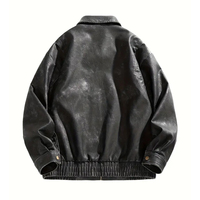 Blouson chauffant unisexe en similicuir premium, style vintage streetwear, color block, coupe bomber, avec étiquette personnalisée sur le devant, plusieurs tailles disponibles