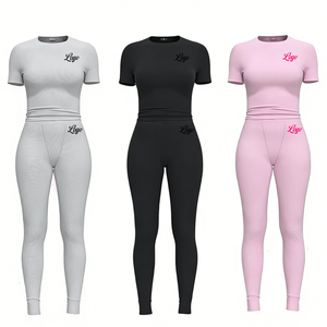 Conjunto de Ropa de Casa de 2 Piezas a Rayas para Mujer, Verano, Modal Acordonado, Camiseta de Manga Larga y Leggings Largos - Product Image 3