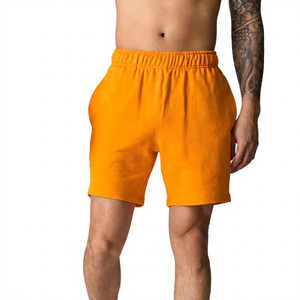 Shorts en coton orange uni pour homme, taille mi-haute, élastique, décontracté, respirant - Product Image 3