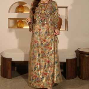 Luxury Women's Classic <b>Ball</b> Gown Maxi Dress 100% Silk Floral Print Loose <b>Fit</b> Bride Party Wear - Product Image 3