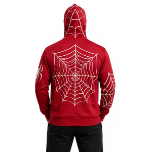 Sweat à capuche d'hiver personnalisé en polyester/coton de haute qualité avec broderie en flock effet toile d'araignée, logo imprimé sur mesure, écologique - Product Image 6