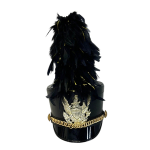 Chapeau Shako de haute qualité en cuir de vachette imperméable, style infanterie napoléonienne française, avec broderie 3D, plume et plaque d'aigle en laiton, pour usage décontracté - Product Image 1