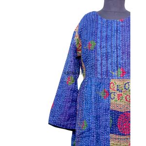 เดรสยาวผ้าฝ้ายพิมพ์ลายอินเดียสำหรับผู้หญิง แขน 3/4 สไตล์เกาหลี ลำลอง ใส่ไปงานปาร์ตี้ได้ แขนพอง เหมาะสำหรับใส่ไปชายหาด - Product Image 2