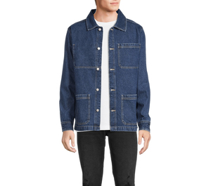 Stylish men denim jacket oversized retro casual wear warm street fashion distressed <b>rugged</b> fit outerwear genuine - Product Image 1