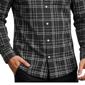 Chemise en flanelle à carreaux gris et noir pour homme, manches longues, boutonnée, décontractée, en tissu brossé doux, style streetwear, vente en gros - Product Image 5