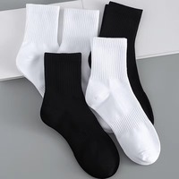 Chaussettes en coton jacquard respirantes et décontractées, noires et blanches, compression de classe 2, avec logo antidérapant sur le revers, chaussettes habillées épaisses
