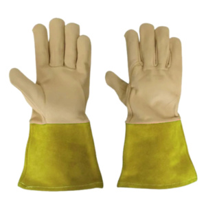 Heavy-Duty Cowhide Grain & Split Leather Safety Cuff TIG Welding Gloves Anti-Cut Anti-Slip Anti-Vibration Flame Retardant <b>Fire</b> - Product Image 3