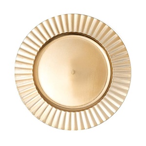 จานรองทองเหลืองขนาดใหญ่ จานรองตกแต่งทรงกลมสำหรับโต๊ะอาหาร จานรองสำหรับงานแต่งงาน งานเลี้ยง งานจัดเลี้ยง ออกแบบตกแต่งอย่างหรูหรา - Product Image 1