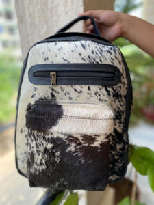 New Real Handmade Hair on Hide Fur Leather Backpack Retro Genuine Natural Cowhide Leather Vintage Unisex Casual <b>Work</b> <b>Laptop</b> <b>Bags</b> - Product Image 3