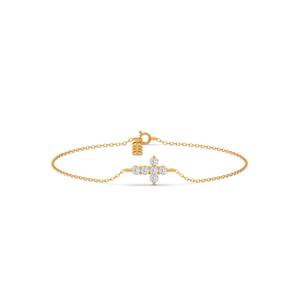 Bracelet en or jaune pour femme, serti de diamants ronds taille brillant, style minimaliste, pour usage quotidien, pavé de diamants - Product Image 3