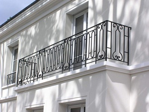 Traditional wrought iron balcony railing; easy to install on the floor, weather-resistant, and rust-<b>proof</b>. - Product Image 5