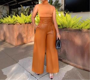 Pantalon en toile respirant élégant à taille mi-haute et jambes larges en cuir pour femme, idéal pour l'hiver et le streetwear - Product Image 2