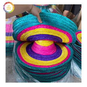 Sombrero Mexicano de Paja Rayado con Ala Ancha Hecho a Mano para Playa, Ciclismo, Festivales, Fiestas, Disfraces, Venta al por Mayor - Product Image 5
