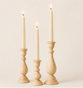Handmade Rustic Wooden <b>Candle</b> Holder <b>Set</b> Of 3 Elegant Natural Wood Taper Candlestick Stands For Farmhouse Home Decor Centerpiece - Product Image 1