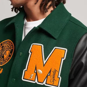 Oversized <b>Men's</b> Varsity <b>Jackets</b> Wool Leather Cotton Sports Collage Baseball Embroidery Patches Winter <b>Jacket</b> for <b>Man</b> - Product Image 2