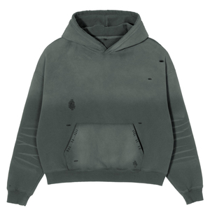 Sweat à capuche épais pour homme, style urbain, effet vieilli, délavé à l'acide, coupe oversize et carrée personnalisée, épaules tombantes, vintage - Product Image 2