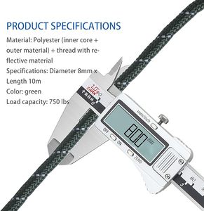 Factory Supply 8mm Nylon Braided <b>Rope</b> High Tensile Strength <b>Rope</b> for Climbing Safety Rescue Outdoor Adventure Marine Use Strong - Product Image 3