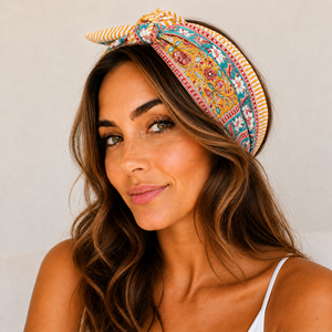 Foulard Bandana Multifonctionnel en Coton Respirant Fait Main à Imprimé Floral Ethnique, Doux pour la Peau, Idéal Printemps-Été-Hiver - Product Image 1