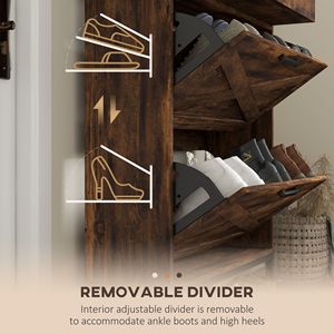 Scarpiera Moderna Rustica Marrone in Legno con 2 Cassetti Ribaltabili per 12 Paia - Ideale per Ingresso e Appartamento - Product Image 6