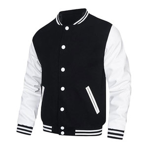 Mens <b>Varsity</b> <b>Jacket</b> Faux Leather Sleeve Letterman Boys College Baseball <b>Jacket</b> Casual Streetwear Fashion <b>Jacket</b> Cotton - Product Image 2
