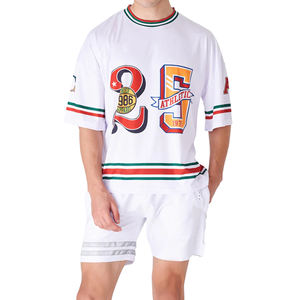 Ensemble T-shirt et short unisexe tendance, nouveau style coupé-cousu, personnalisable pour homme - Product Image 5