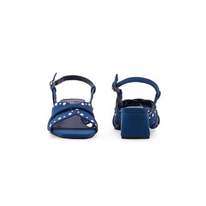 Sandales habillées bleu marine élégantes de haute qualité pour femmes, à brides croisées, plates, chic, à bout ouvert et bride arrière - Product Image 3