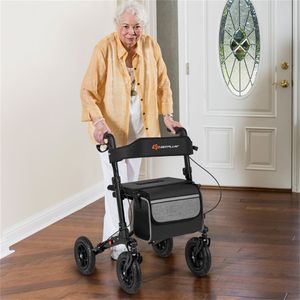 Deambulatore Pieghevole con Ruote da 9 Pollici per Ogni Terreno, Capacità 139 kg, 7 Livelli di Altezza (Telaio in Alluminio 32,1-38,2 Pollici), Sedile Largo Regolabile in Altezza - Product Image 5