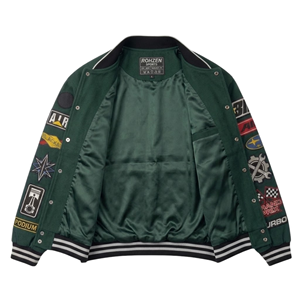 Chaqueta Bomber Varsity Personalizada de Invierno para Carreras, con Parches Bordados, Botones a Presión, Estilo Urbano, Informal, para Equipo, Resistente al Viento, Unisex - Product Image 4