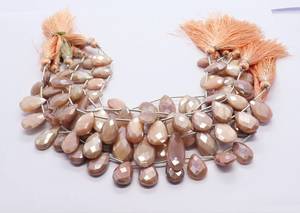 Cuentas facetadas de piedra lunar de melocotón natural en forma de pera de 9x15-11x17 mm, cuentas de piedra lunar de 8 pulgadas, cuentas de piedra lunar de melocotón en forma de pera - Product Image 4