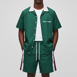 Conjunto Deportivo Corto de Dos Piezas Estilo Hip Hop, 100% Nailon, Ligero, con Logotipo Bordado Personalizado, Resistente al Viento y al Agua, Venta Caliente - Product Image 1