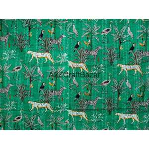 Colcha Reversible India 100% Algodón, Acolchada, Hecha a Mano, Bordada, Vintage, Kantha, Ecológica y Orgánica - Product Image 2