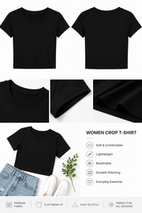 Camiseta Corta de Cuello Redondo Vintage para Mujer, Manga Corta, Color Negro Sólido, Informal, Ajustada, Tejido de Punto Jersey, 100% Algodón, Primavera - Product Image 5